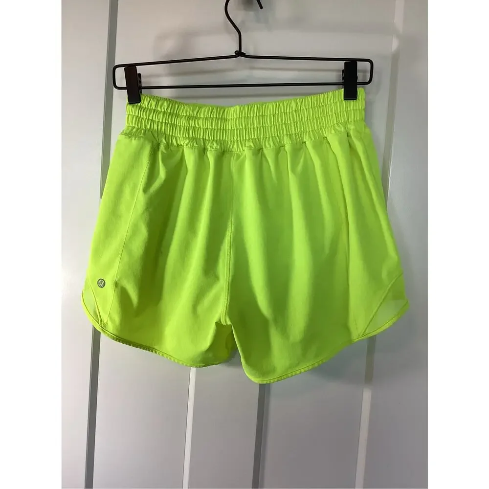 Lululemon Fluorescent Yellow Hotty Hot High Rise Shorts Size 6